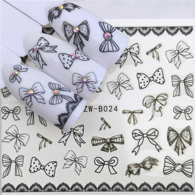 1 pcs Skull Halloween Nail Sticker Water Decals Women White Flower Cat Butterfly Transfer Nail Art Decoration m3b6