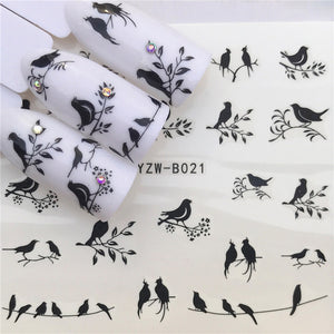 1 pcs Skull Halloween Nail Sticker Water Decals Women White Flower Cat Butterfly Transfer Nail Art Decoration m3b6