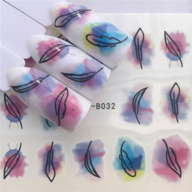 1 pcs Skull Halloween Nail Sticker Water Decals Women White Flower Cat Butterfly Transfer Nail Art Decoration m3b6