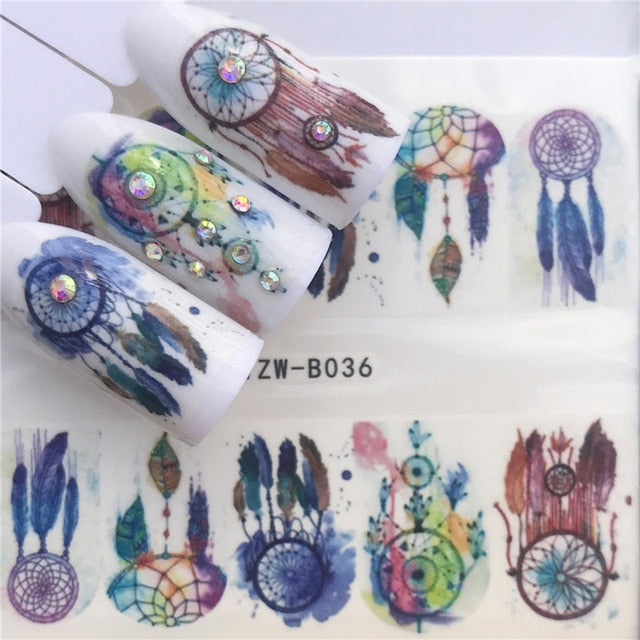 1 pcs Skull Halloween Nail Sticker Water Decals Women White Flower Cat Butterfly Transfer Nail Art Decoration m3b6