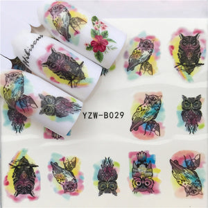 1 pcs Skull Halloween Nail Sticker Water Decals Women White Flower Cat Butterfly Transfer Nail Art Decoration m3b6