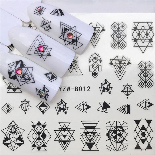 1 pcs Skull Halloween Nail Sticker Water Decals Women White Flower Cat Butterfly Transfer Nail Art Decoration m3b6