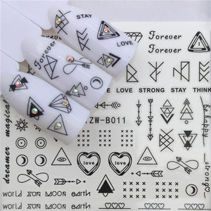 1 pcs Skull Halloween Nail Sticker Water Decals Women White Flower Cat Butterfly Transfer Nail Art Decoration m3b6