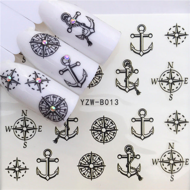 1 pcs Skull Halloween Nail Sticker Water Decals Women White Flower Cat Butterfly Transfer Nail Art Decoration m3b6