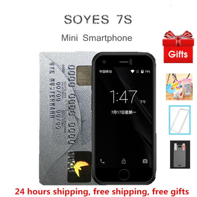 100% Original SOYES 7S 6S Mini Android Smartphone MTK6580 Quad Core 1+8GB 5.0MP Dual SIM 1100mAh honor Case Mobile Cell phone