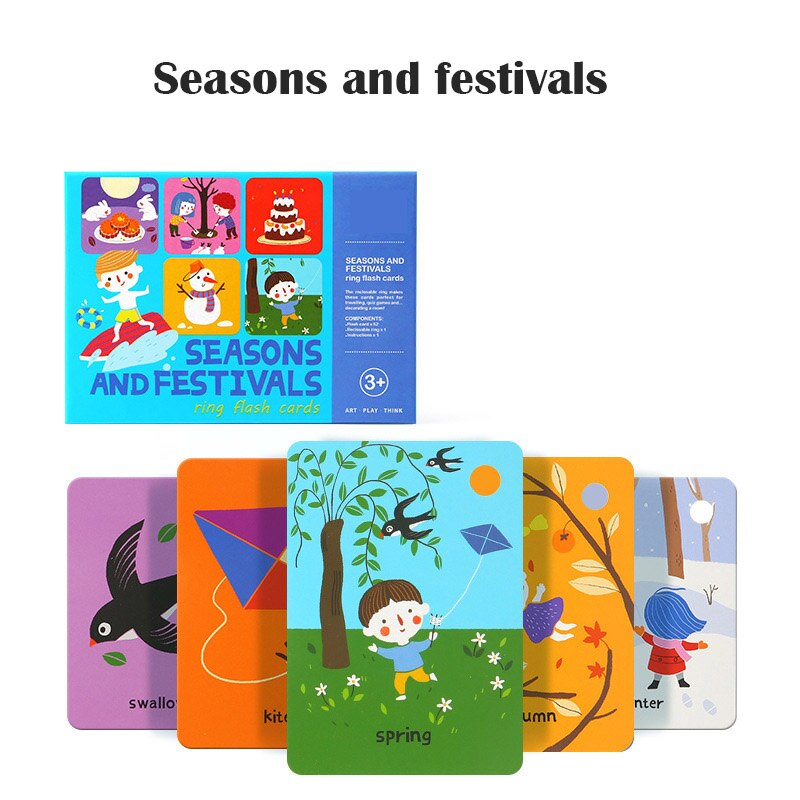 Kids Baby ABC Alphabet Math/Shape/Outdoor world/Season Cognition high quality Flash Cards Learning English Educational Game Toys