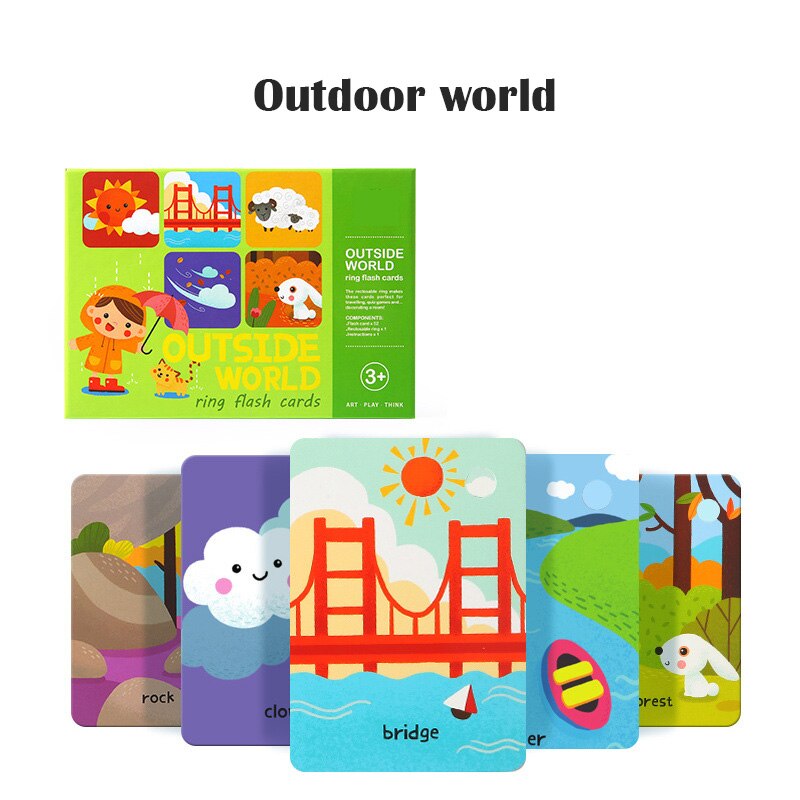 Kids Baby ABC Alphabet Math/Shape/Outdoor world/Season Cognition high quality Flash Cards Learning English Educational Game Toys