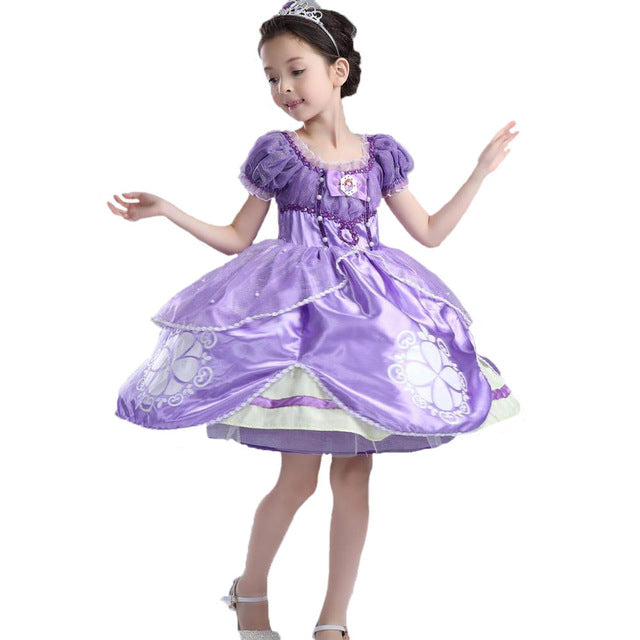 2018 Girls Sophia Princess Tutu Dress Halloween Cosplay Costumes Kids Purple New Year Evening Party Dresses Fantasia Vestidos