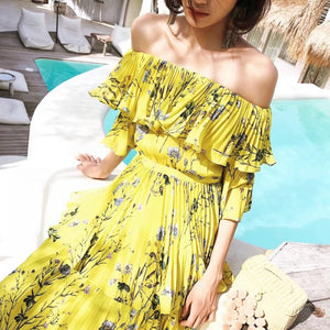 2018 Summer Long Self Portrait Dress Maxi Women Sexy Off the Shoulder Floral Printed Tiered Dresses Sale