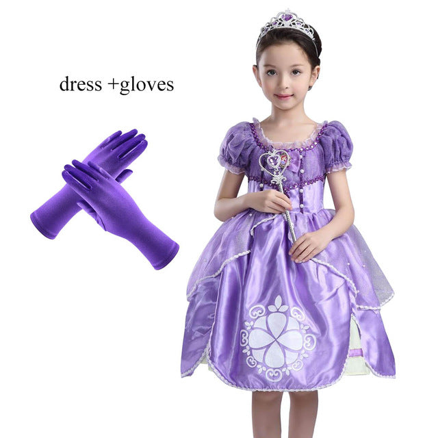 2018 new Retail 1piece girls dress princess sofia dress Fluffy girls dress princess Sophia party dress 3-9Y girls clothes