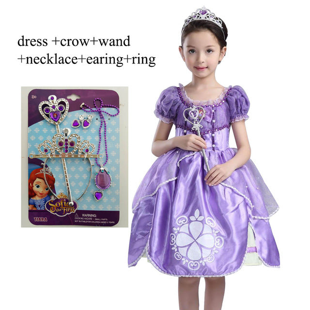 2018 new Retail 1piece girls dress princess sofia dress Fluffy girls dress princess Sophia party dress 3-9Y girls clothes