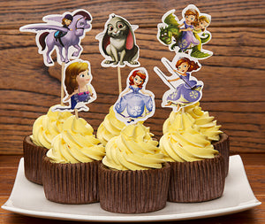 24pcs/lot Sophia Sofia cupcake topper picks wedding decoration birthday party decorations kids princess gir's party supplies