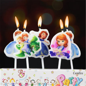 5pcs/lot Sophia Party Supplies Kids Birthday Candles Evening Party Decorations sofia Birthday Sophia Party Cake Candles