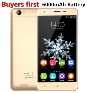 6000mAh Battery Oukitel K6000 5.5" HD 4G LTE Mobile Phone Android 6.0 MTK6735P 1280x720 2GB RAM 16GB ROM GPS OTG 13MP Smartphone