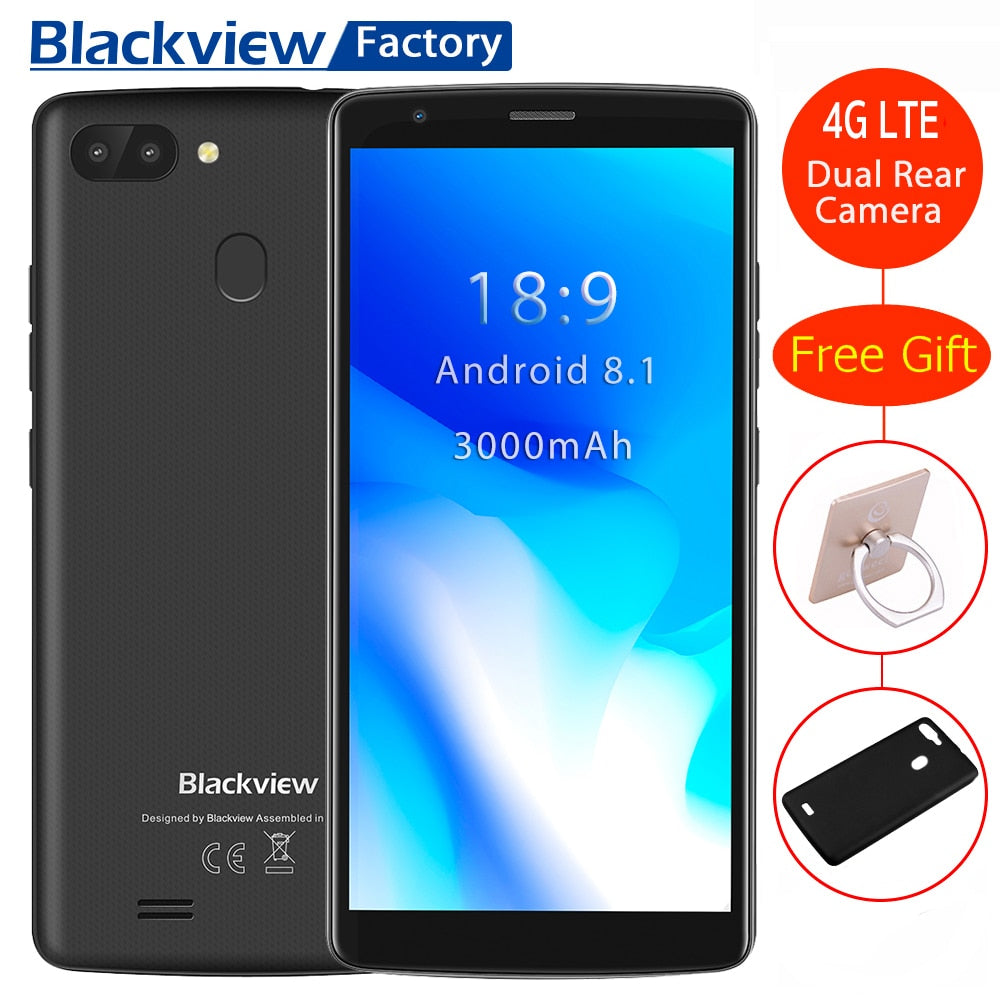 BLACKVIEW A20 Pro smartphone Android 8.1 MTK6739 Quad core 5.5'' 18:9 HD+  2GB+16GB Dual Rear Camera Fingerprint 4G mobile phone