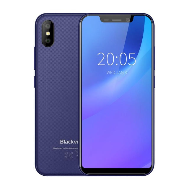 BLACKVIEW A30 Phone 2GB RAM 16GB ROM Smartphone 5.5" 19:9 Display Full Screen MT6580A Quad Core 8MP Android 8.1 3G Mobile Phone