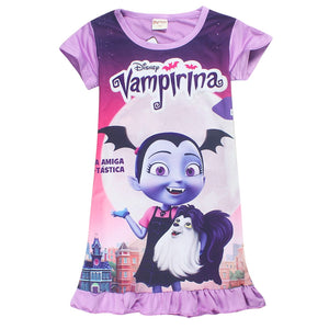 Baby Gilr's Dress Cartoon Junior Vampirina Summer Dress Cosplay Short Sleeve Princess Dress Kid Birthday Gift Clothes Halloween