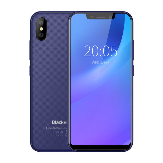 Blackview A30 Smartphone MTK6580A Quad Core 5.5" 19:9 All Screen Cellphone 8MP Dual Camera Face ID 2500mAh 2GB 16GB Mobile Phone
