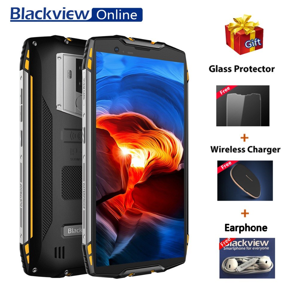 Blackview BV6800 Pro Android 8.0 Mobile Phone 5.7" MT6750T Octa Core 4GB+64GB 6580mAh Wireless Charger NFC Waterproof Smartphone