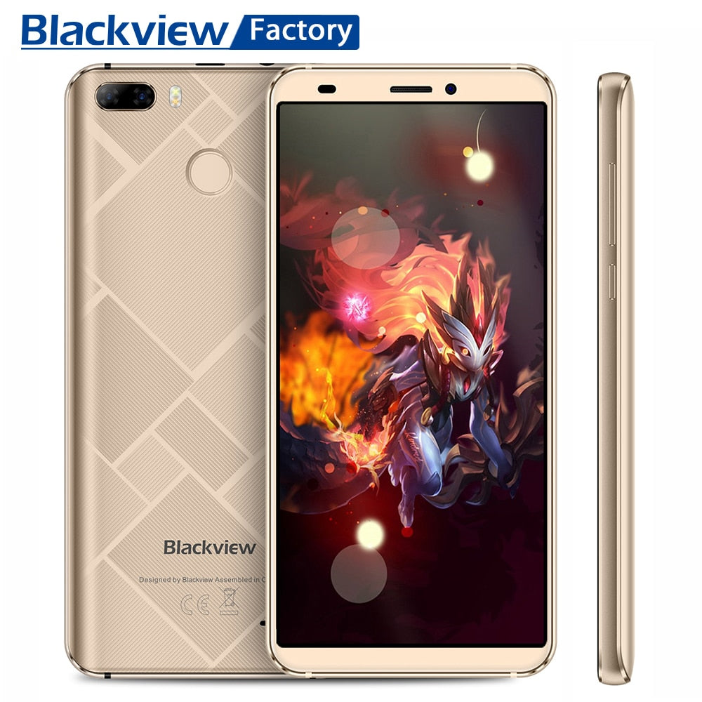 Blackview S6 Fingerprint GPS 18:9 5.7''HD+ Cellphone Quad core Android 7.0 Mobile phone 2+16GB Dual Rear Camera 4G Smartphone