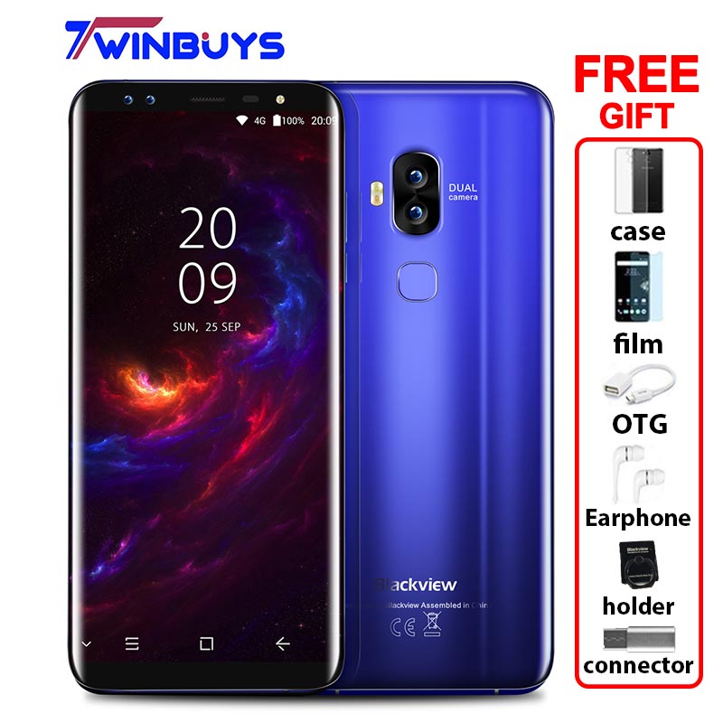 Blackview S8 5.7" 18:9 Aspect Ratio Smartphone 4 Cameras 2*(13M+0.3M) 4G 64G MT6750T Octa Core Fingerprint OTG 4G Mobile Phones