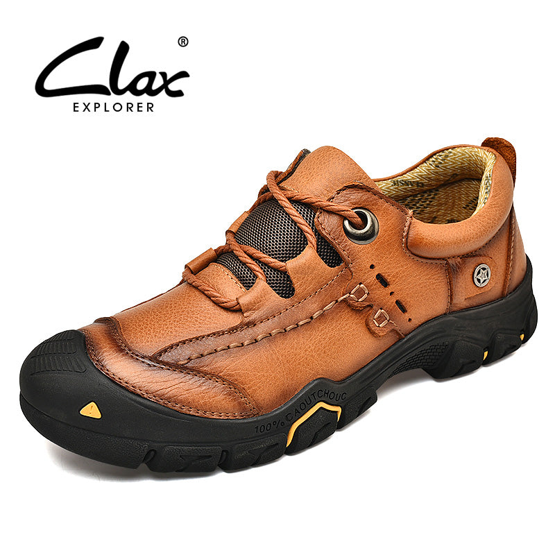 CLAX Mens Work Shoes Genuine Leather Ankle Boots Male safety Shoe Casual Footwear Leather Shoe Soft chaussure homme Plus Size