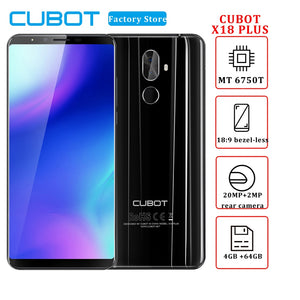 CUBOT X18 Plus 4G Mobile Phone 5.99'' FHD+ 18:9 8-core 4+64GB Rear Camera 20MP+2.0MP Front Camera 13MP Fingerprint Recognition