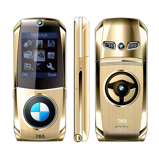 Cool!Super Mini Supercar Flip phone SOYES 760 Metal Body Dual SIM Bluetooth original mobile phone cellphone