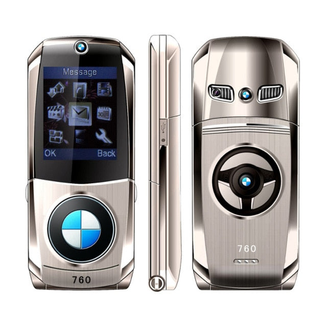 Cool!Super Mini Supercar Flip phone SOYES 760 Metal Body Dual SIM Bluetooth original mobile phone cellphone