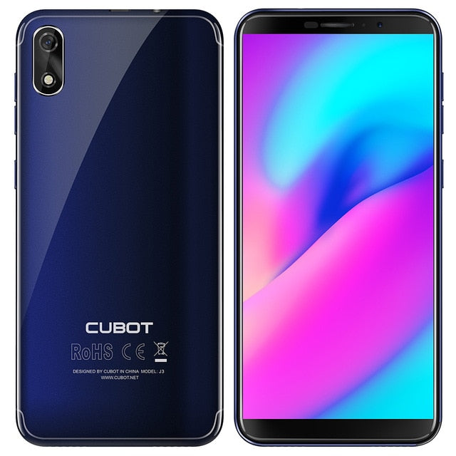 Cubot J3 3G Smartphone 5.0" Android GO MT6580 Quad Core 1.3GHz 1GB+16GB 8.0MP Rear Camera 2000mAh Fingerprint Mobile Phone