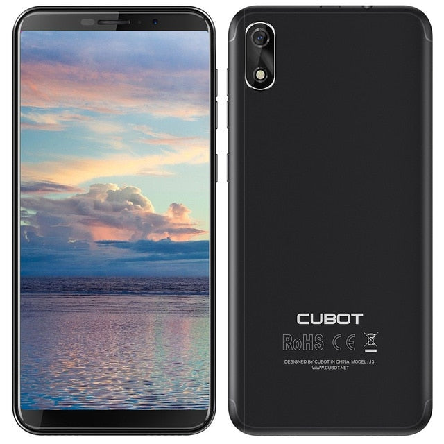 Cubot J3 Smartphone 5.0" Android GO MT6580 Quad Core 1.3GHz 1GB+16GB 8.0MP Rear Camera 2000mAh Fingerprint 3G Mobile Phone