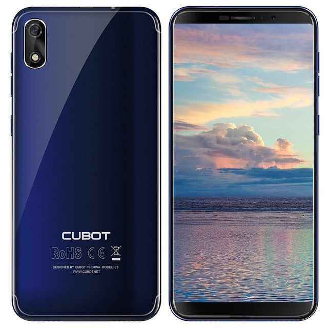 Cubot J3 Smartphone 5.0" Android GO MT6580 Quad Core 1.3GHz 1GB+16GB 8.0MP Rear Camera 2000mAh Fingerprint 3G Mobile Phone