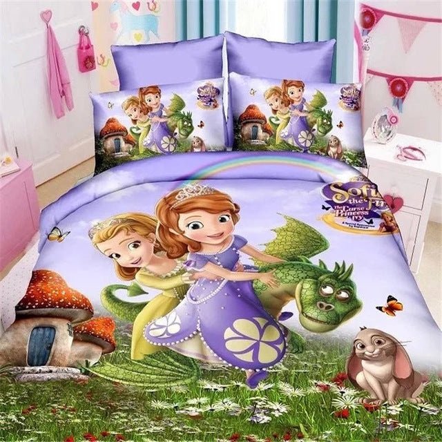 Cute Disney princess Sophia bedding set single twin sizes for girls bed snow White 3d printed duvet/quilt covers cartoon linens