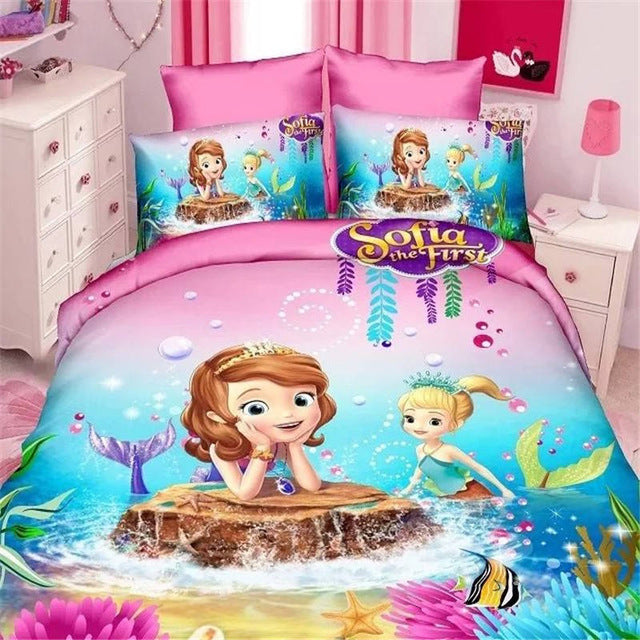 Cute Disney princess Sophia bedding set single twin sizes for girls bed snow White 3d printed duvet/quilt covers cartoon linens