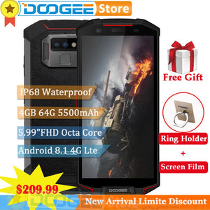 DOOGEE S70 lite Global Dual 4G 4GB 64GB IP68 Waterproof Phone Android 8.1 5.99" Helio P23 Octa Core 13MP 8MP NFC Smartphone