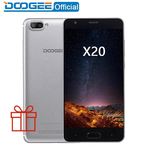 DOOGEE X20 Mobile phone MTK6580A Quad Core 1GB RAM 16GB ROM Dual Camera 5.0MP+5.0MP Android 7.0 2580mAh 5.0''HD Smartphone WCDMA