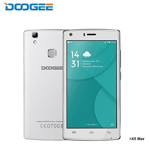 DOOGEE X5 Max mobile phones fingerprint 4000mAH 5.0InchHD 1GB RAM+8GB ROM MT6580 Quad Core 1.3Ghz WCDMA WIFI Android6.0 Dual SIM