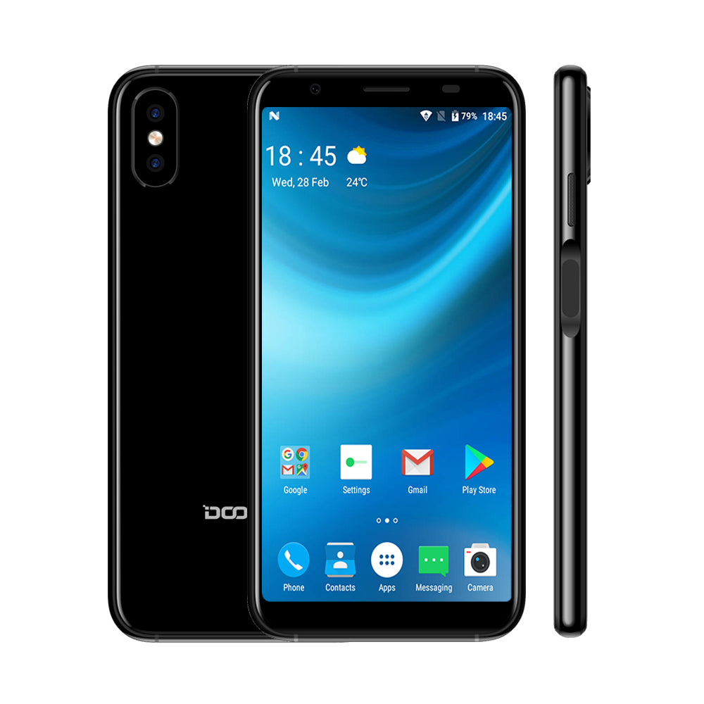 DOOGEE X55 Android 7.0 5.5'' Mobile Phone 18:9 HD MTK6580 Quad Core 16GB ROM Dual Camera 2800mAh Side Fingerprint Smartphone