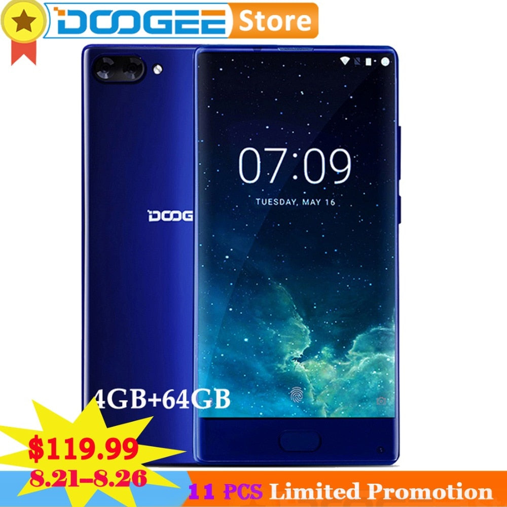 Doogee MIX 5.5 inch Smartphone Helio P25 Octa Core 4GB RAM 64GB ROM 16MP + 8MP Android 7.0 Fingerprint 4G GPS Mobile Phone