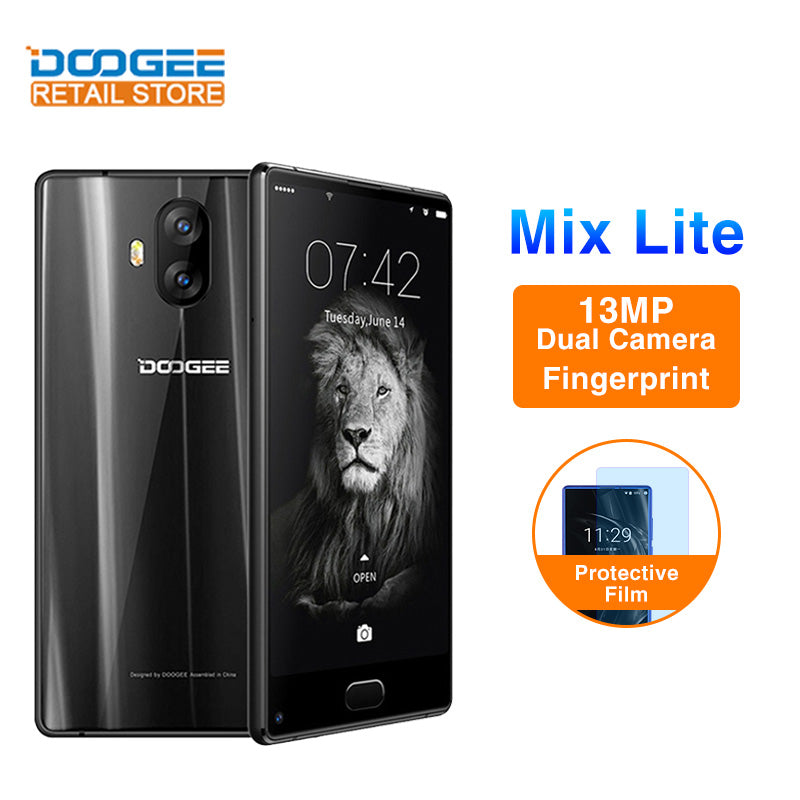 Doogee Mix Lite 5.2" HD Mobile Phone Android 7.0 MT6737 Quad Core 2GB RAM 16GB ROM 13MP Dual Camera Fingerprint ID 4G smartphone