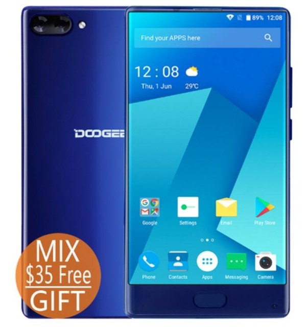 Flash Sale DOOGEE MIX 5.5" 18:9 Full Screen Helio P25 Octa Core 6GB 64GB Android 7.0 16MP Dual Camera Fingerprint Mobile Phone