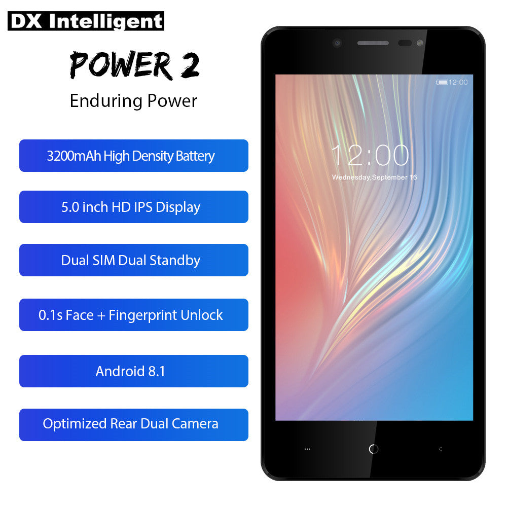 Free Gift LEAGOO POWER 2 3200mAh 5.0" HD IPS MT6580A Quad Core Android 8.1 2GB RAM 16GB ROM 8MP Dual Camera Face ID Mobile Phone