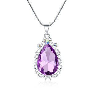 GAGABODY Best Gift Sofia Amulet Princess Stainless Steel Necklace Sophia Purple Rhinestone Oval Tear Drop Bridesmaid Necklace