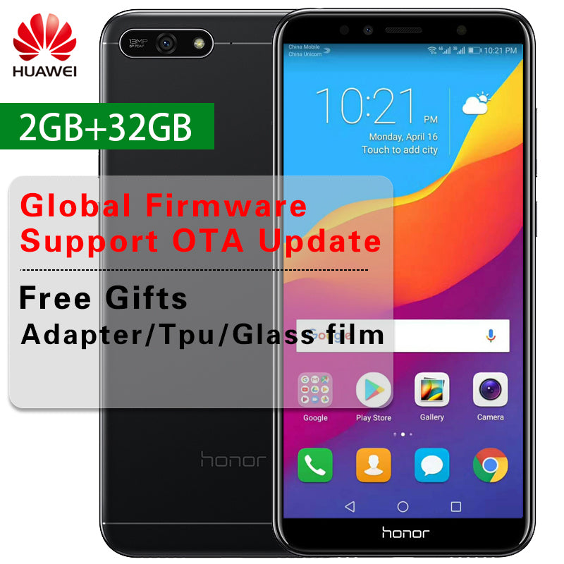 Global ROM Huawei Honor 7A Dual SIM Cell Phone 5.7 inch Full View Screen Snapdragon 430 Octa Core Android 8.0 Face ID 13MP+8MP