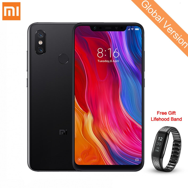 Global Version Xiaomi Mi 8 Mobile Phone 6GB 64GB Snapdragon 845 Octa Core Dual-band GPS 6.21" 2248 x 1080 FHD AI Dual Camera NFC