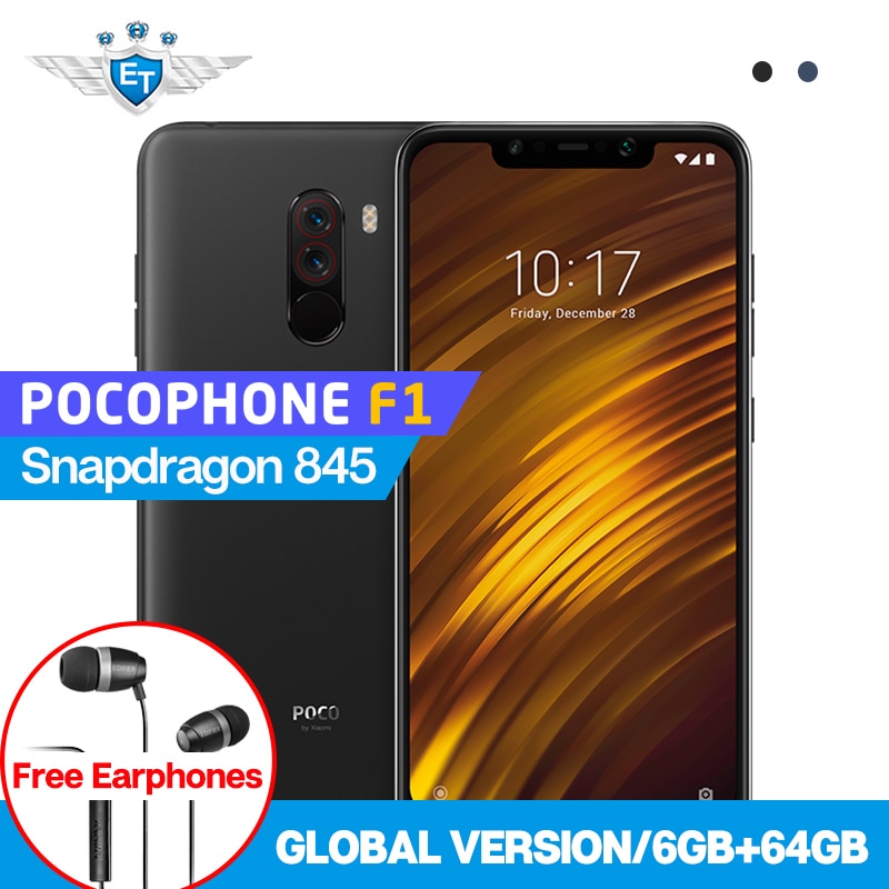 Global Version Xiaomi POCOPHONE F1 POCO F1 6GB 64GB Mobile Phone 6.18'' Full Screen Snapdragon 845 Dual AI Camera LiquidCool CE