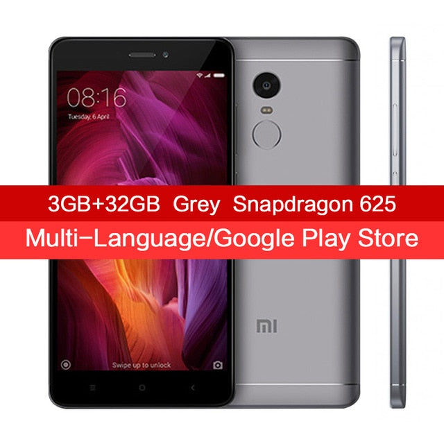 Global Version Xiaomi Redmi Note 4 Mobile Phone 3GB RAM 32GB ROM Snapdragon 625 Octa Core CPU 5.5" 1080p Display 13MP FCC CE OTA