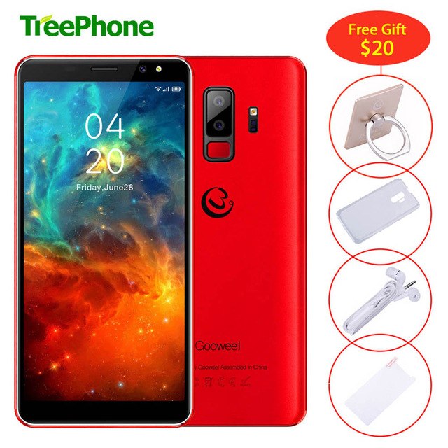 Gooweel S9 5.72'' 18:9 Display Quad core Smartphone Face ID Dual Rear Camera Mobile phone GPS 3G Cell Phone Earphone&Phone case