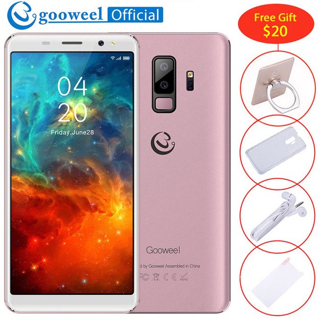 Gooweel S9 Smartphone Face ID 5.72" 18:9 IPS Screen Quad core mobile phone Dual Rear Camera 5.0MP unlocked 3G Cell phone 2500mAh