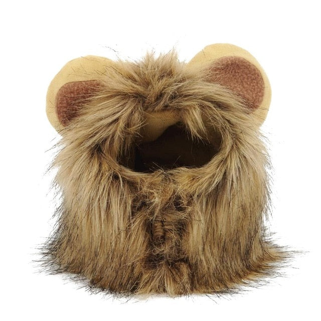 Hot Fashionable Fluffy Cat Cap Costume Lion Head False Ear Figure Changing Brand New Pet Funny Hat Autumn Winter Pet Cosplay